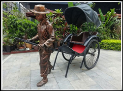 拉黃包車(chē)人物雕塑廠家 拉黃包車(chē)人物雕塑廠家