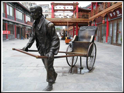 拉黃包車(chē)情景小品雕塑 拉黃包車(chē)情景小品雕塑